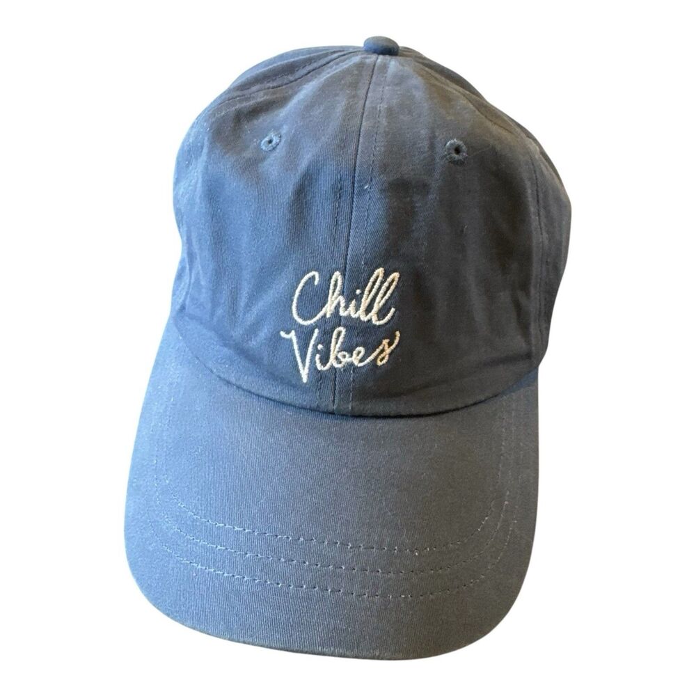 PINK Victoria's Secret Cap Dad Hat Chill Vibes‎ Embroidered Logo Adjustable OSFM